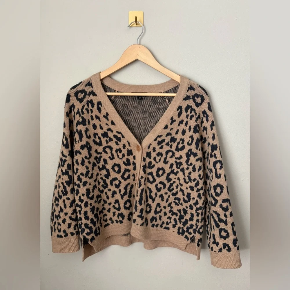 J. Crew Leopard Print Cardigan in Tan and Black